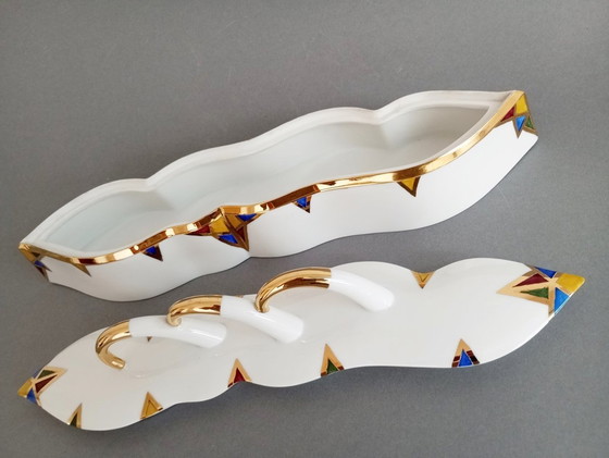 Image 1 of Ungarische De!Forma Design Gruppe /Monika Bedécs /Zsolnay Postmoderne Schachtel mit Deckel 1997