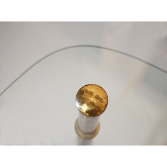 Image 1 of Vintage Arlecchino Couchtisch aus Metall und Kristall von Edoardo Poli für Vitrex, Italien 1960