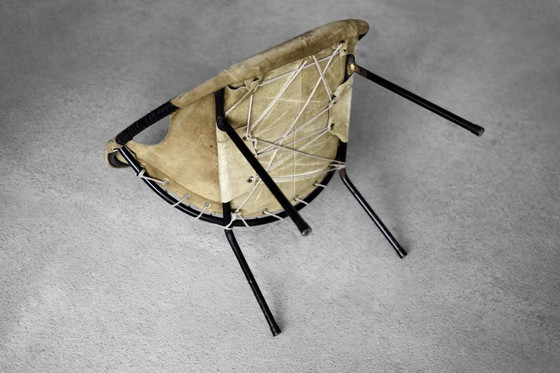 Image 1 of Vintage Mid-Century German Modern Earthy Grün Wildleder Kreis Ballon Stuhl von Lusch Erzeugnis für Lusch & Co, 1960S