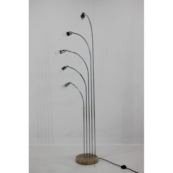 Image 1 of Vintage Stehlampe aus Chrom und Marmor, Italien 1970er