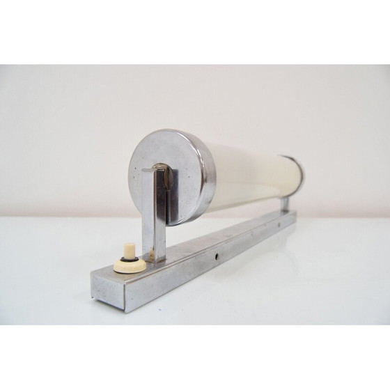 Image 1 of Alte Bauhaus-Wandleuchte aus Glas und Chrom, Tschechoslowakei 1930