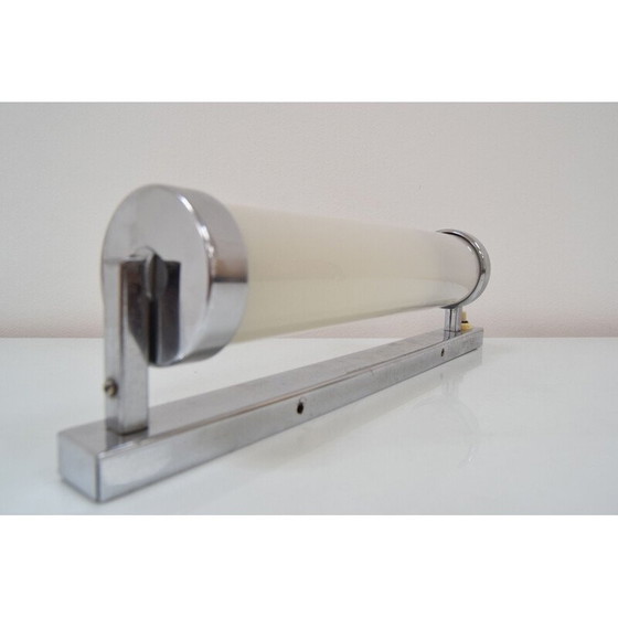 Image 1 of Alte Bauhaus-Wandleuchte aus Glas und Chrom, Tschechoslowakei 1930