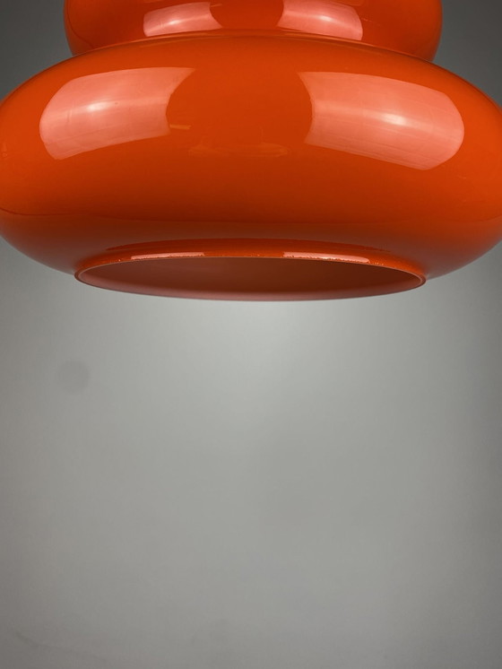 Image 1 of Hell Orange Glas Pendelleuchte Ah 1 von Peill And Putzler 1960