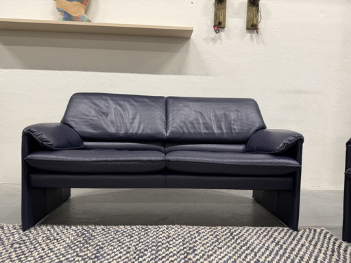 Leolux Bora Beta Sofa 2.5 Sitzer Blau Leder