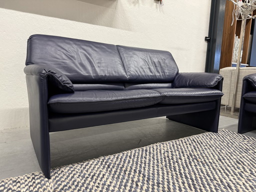 Leolux Bora Beta Sofa 2.5 Sitzer Blau Leder