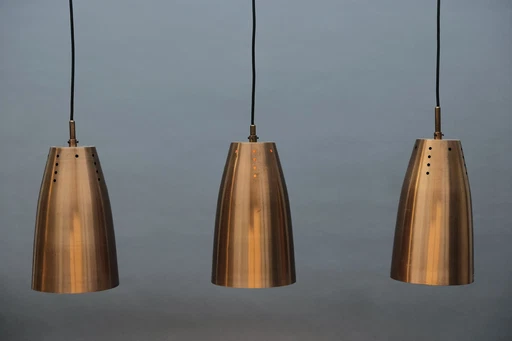 3x Mid-Century Kupfer Kirchen Deckenlampen