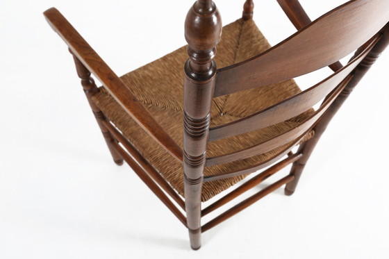 Image 1 of Antiker französischer Holzsessel mit Rohrsitz, 1890er Jahre