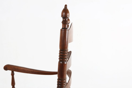 Image 1 of Antiker französischer Holzsessel mit Rohrsitz, 1890er Jahre