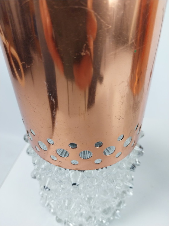 Image 1 of Satz von 2 brutalistischen Kupfer- und Glas-Pendelleuchten