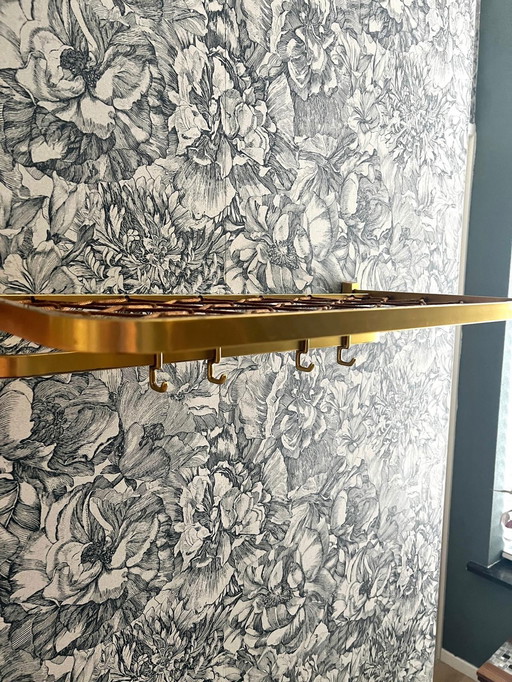 Goldfarbener Garderobenständer Train Modell mit Hutablage und Haken 60cm breit