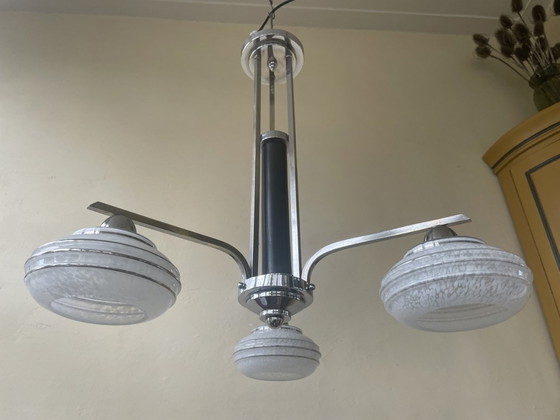 Image 1 of Lampe Hängeleuchte 1940er Jahre Französisch 3 Arme