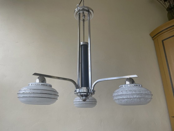 Image 1 of Lampe Hängeleuchte 1940er Jahre Französisch 3 Arme