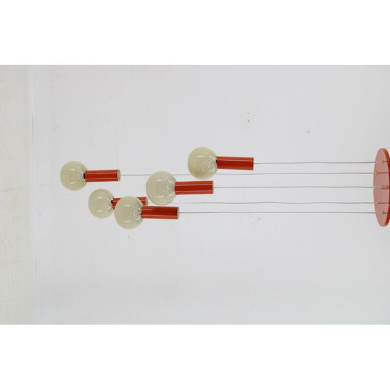 Image 1 of Vintage-Wasserfall-Kronleuchter mit Kunststoff-Lampenschirm, Tschechoslowakei 1970