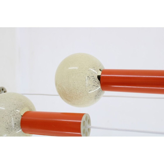 Image 1 of Vintage-Wasserfall-Kronleuchter mit Kunststoff-Lampenschirm, Tschechoslowakei 1970