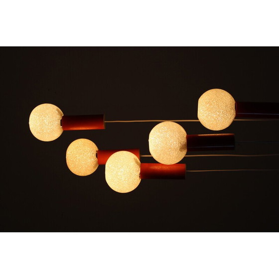 Image 1 of Vintage-Wasserfall-Kronleuchter mit Kunststoff-Lampenschirm, Tschechoslowakei 1970