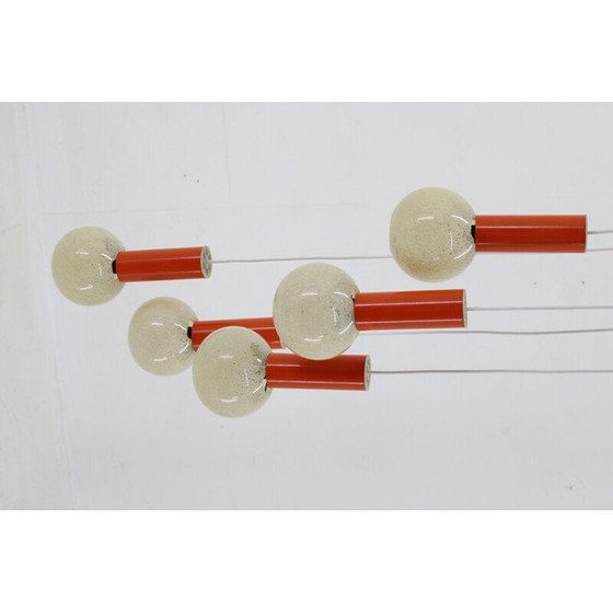 Image 1 of Vintage-Wasserfall-Kronleuchter mit Kunststoff-Lampenschirm, Tschechoslowakei 1970