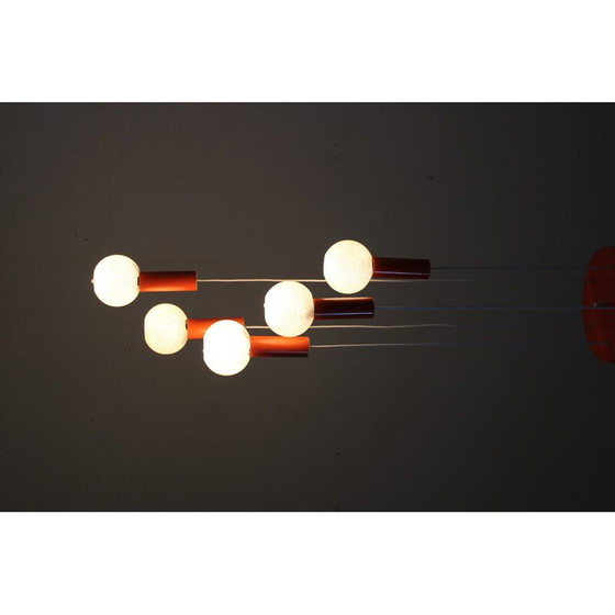 Image 1 of Vintage-Wasserfall-Kronleuchter mit Kunststoff-Lampenschirm, Tschechoslowakei 1970