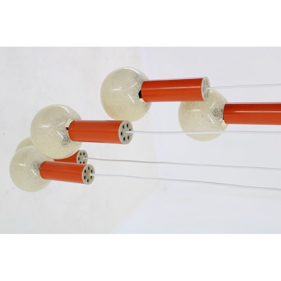 Image 1 of Vintage-Wasserfall-Kronleuchter mit Kunststoff-Lampenschirm, Tschechoslowakei 1970