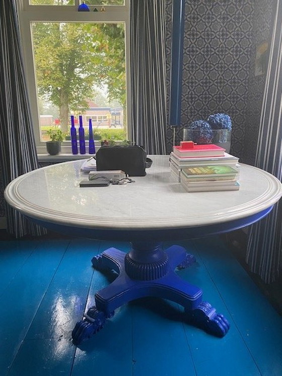 Image 1 of Runder Tisch aus Marmor - blau