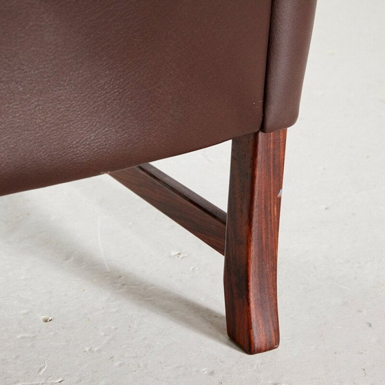 Image 1 of Vintage Palisander & Leder 965H Lesesessel & Ottoman von Fredrik A. Kayser für Vatne Mobler 1960s