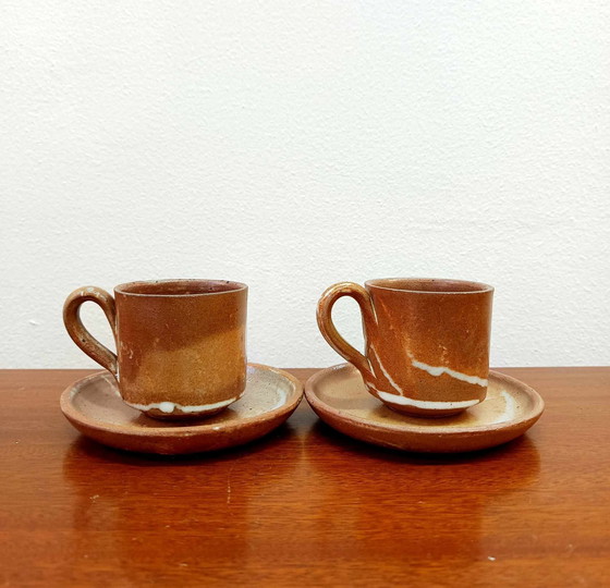 Image 1 of 6X Vintage Steingut Kaffeetassen Um 1960