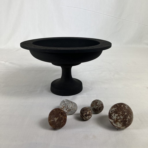 Vintage Schale aus Kirschholz auf Fuß