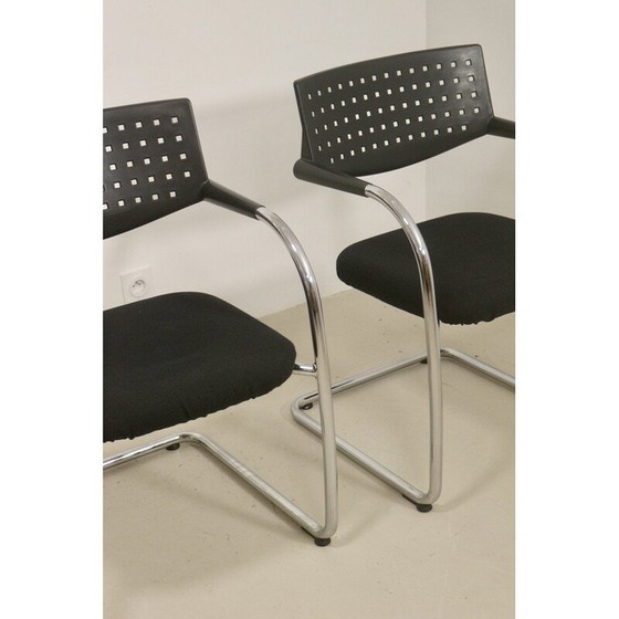 Image 1 of Ein Paar Visavis-Stühle aus gebürstetem Aluminium und Stoff von Antonio Citterio und Glen Oliver Low für Vitra, 1990