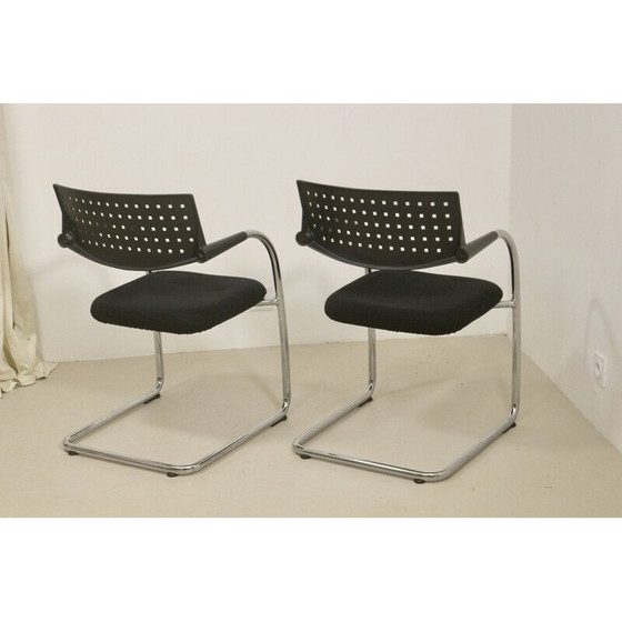 Image 1 of Ein Paar Visavis-Stühle aus gebürstetem Aluminium und Stoff von Antonio Citterio und Glen Oliver Low für Vitra, 1990