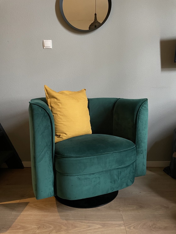 Image 1 of Dutchbone Flower Fauteuil| Velvet Groen/Green