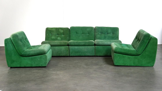 Image 1 of Grünes Design-Sofa aus den 1970er Jahren mit 5 Elementen