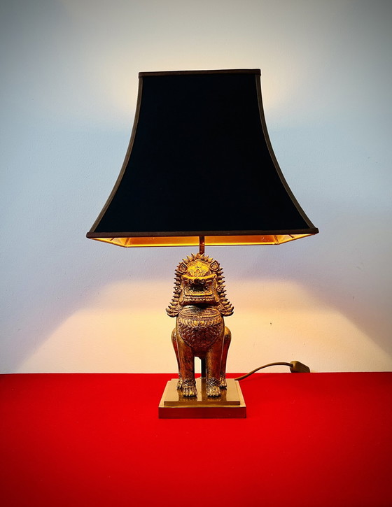 Image 1 of Vintage Thai Singha Lion / Foo Dog Tischlampe - im "Maison Jansen Stil"- 1960er Jahre