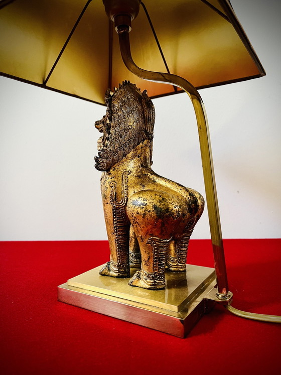 Image 1 of Vintage Thai Singha Lion / Foo Dog Tischlampe - im "Maison Jansen Stil"- 1960er Jahre