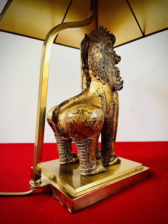 Image 1 of Vintage Thai Singha Lion / Foo Dog Tischlampe - im "Maison Jansen Stil"- 1960er Jahre
