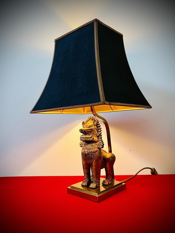 Image 1 of Vintage Thai Singha Lion / Foo Dog Tischlampe - im "Maison Jansen Stil"- 1960er Jahre