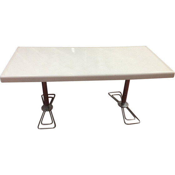 Image 1 of Vintage Couchtisch aus weißem Polyurethan mit verchromtem Metallgestell, Ostdeutschland 1970