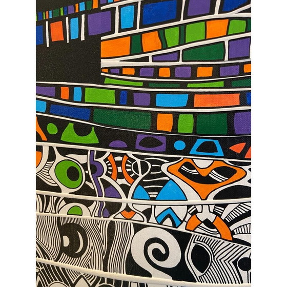 Image 1 of Vintage-Gemälde Das Chamäleon aus der Zulu-Mythologie von Alain Carpentier