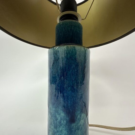 Mid Century Design Tischlampe blau Keramik, 1970er Jahre