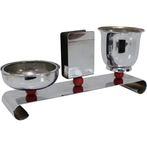Vintage Art Deco Chrom Rauchset, Tschechoslowakei 1930