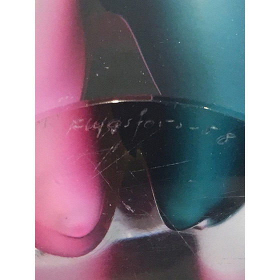 Image 1 of Klassische Muschelvase aus mehrfarbigem Glas, signiert Flygsfors, 1956