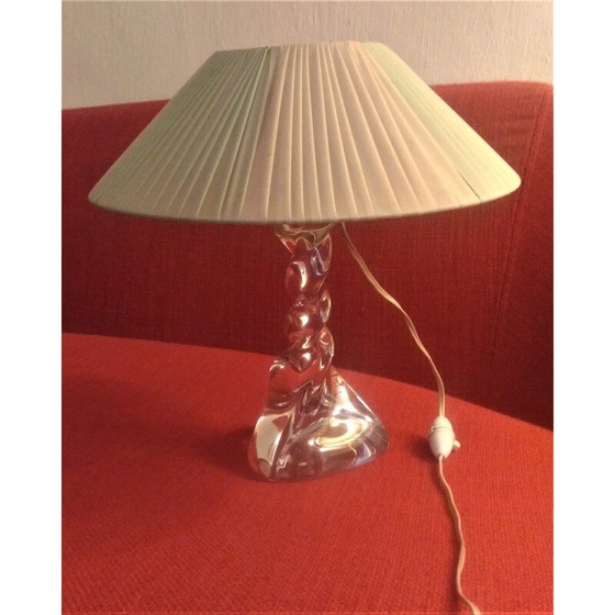 Image 1 of Lorrraine-Kristall-Lampe mit plissiertem Rhodoid-Schirm, 1950