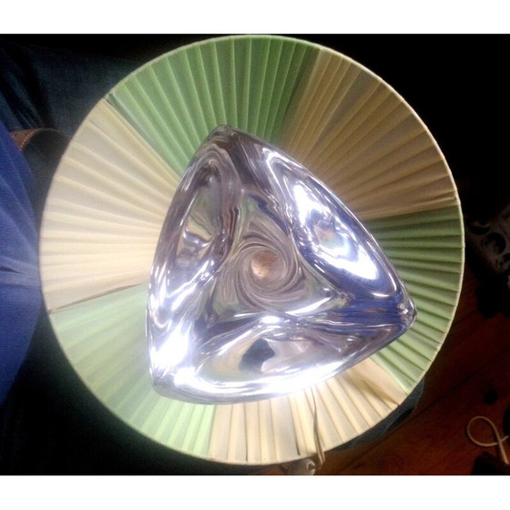 Image 1 of Lorrraine-Kristall-Lampe mit plissiertem Rhodoid-Schirm, 1950