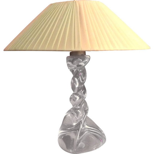 Lorrraine-Kristall-Lampe mit plissiertem Rhodoid-Schirm, 1950