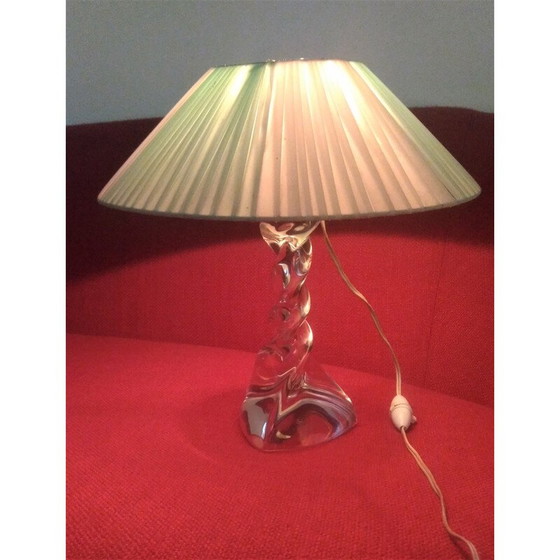 Image 1 of Lorrraine-Kristall-Lampe mit plissiertem Rhodoid-Schirm, 1950