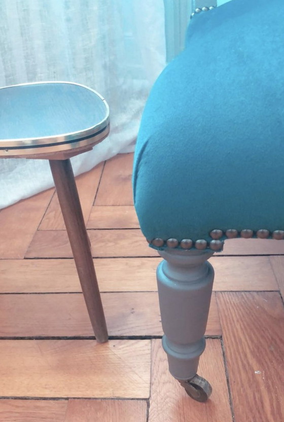 Image 1 of Chauffeuse Veloursstoffe Blau Ente