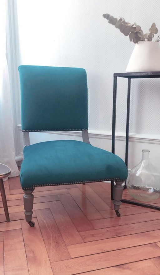 Chauffeuse Veloursstoffe Blau Ente