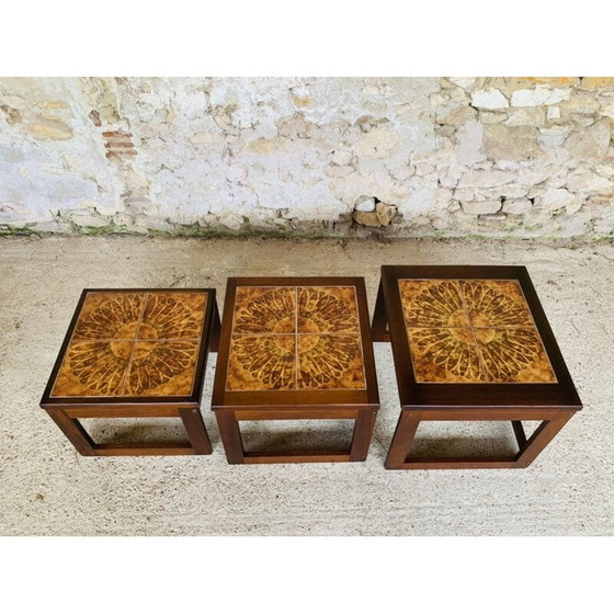 Image 1 of Vintage Teakholz und Keramik Nisttische, Dänemark 1960