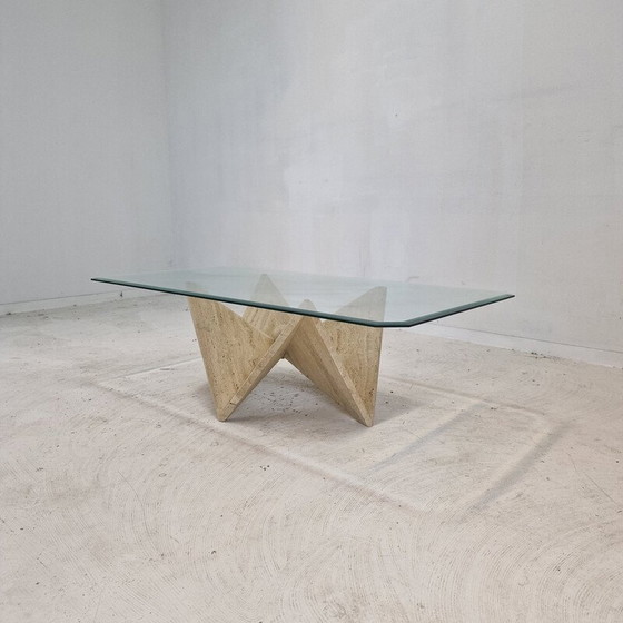 Image 1 of Vintage Couchtisch aus Travertin, Italien 1980