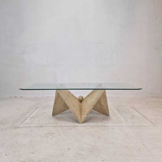 Image 1 of Vintage Couchtisch aus Travertin, Italien 1980