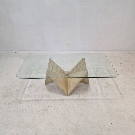 Image 1 of Vintage Couchtisch aus Travertin, Italien 1980