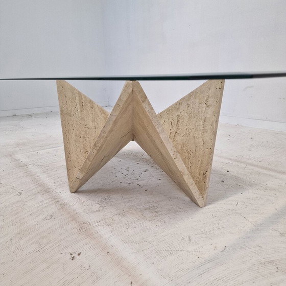 Image 1 of Vintage Couchtisch aus Travertin, Italien 1980